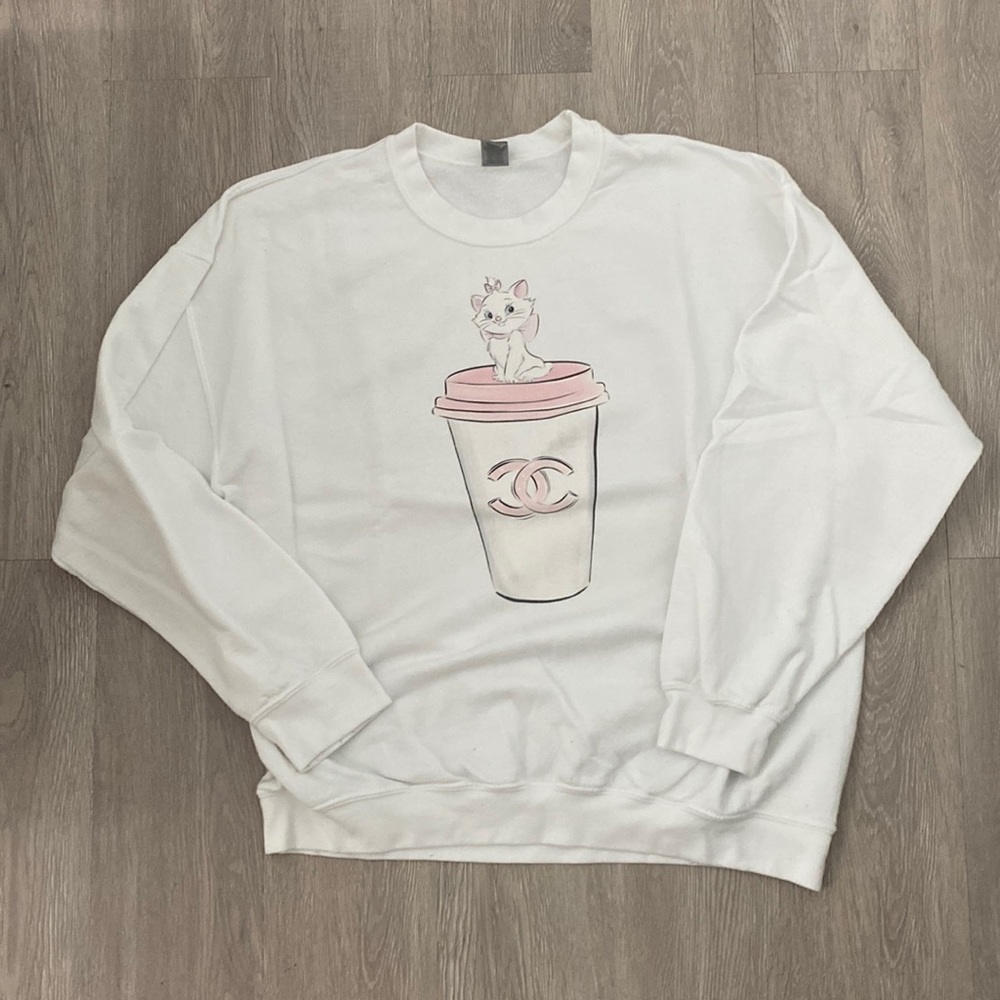 Small shop designer look Marie Coffee CC sweatshirt size XL Aristocats